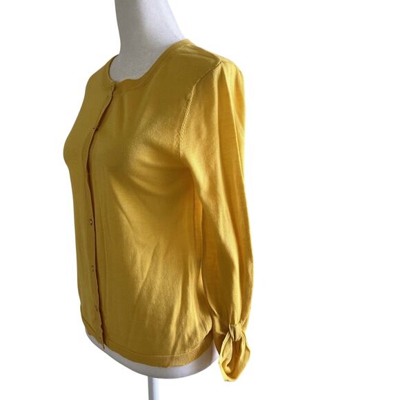 Kate Spade Live Cardigan Yellow SZS Silk Cashmere Classic Old Money Soft Touch - Picture 3 of 11